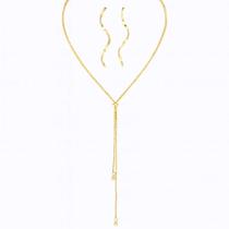 Conjunto Brinco e Colar Gravatinha - Banhado em ouro 18k Conjunto Brinco e Colar Gravatinha - Banhado em ouro 18k