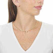 Conjunto Brinco e Colar Ponto de Luz Formato Triângulo Banhado a Ouro 18K Conjunto Brinco e Colar Ponto de Luz Formato Triângulo Banhado a Ouro 18K