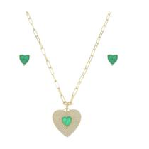 Conjunto brinco e colar verde 40cm zirc banhado a ouro 18k Conjunto brinco e colar verde 40cm zirc banhado a ouro 18k