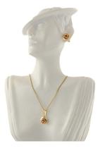 Conjunto Brinco E Pingente Rosa Ouro Amarelo E Rose 18k 750 Conjunto Brinco E Pingente Rosa Ouro Amarelo E Rose 18k 750