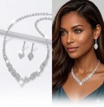 Conjunto Brincos Feminino E Colar Prata Zircônia Festa Luxo Conjunto Brincos Feminino E Colar Prata Zircônia Festa Luxo