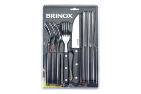 Conjunto Brinox de Talheres Jumbo Para Churrasco 8 Peças Linha Churrasco Preto Conjunto Brinox de Talheres Jumbo Para Churrasco 8 Peças Linha Churrasco Preto