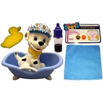 Conjunto Brinquedo Boneco Cachorro Menino Dálmata Esquadrão Patrulha Pet Shop Banho - Super Toys