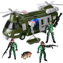 Conjunto Brinquedo Veículos Militares com Helicóptero e Soldados - JOYIN