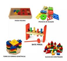 Conjunto Brinquedos Educativos 5 Jogos Em Madeira