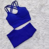 Conjunto Brocado Para Academia Short Cintura Alta Disfarça Celulite e Top