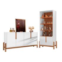 Conjunto Buffet 170 e Cristaleira Luisa Branco Cedro