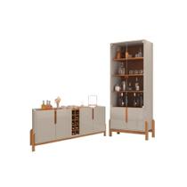 Conjunto Buffet 190 e Cristaleira Perry Off White Cedro - Mais de Casa