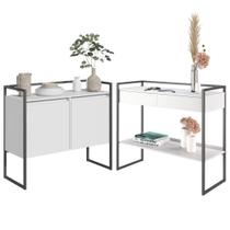 Conjunto Buffet 2 Portas e Aparador Industrial Branco Preto Conjunto Buffet 2 Portas e Aparador Industrial Branco Preto