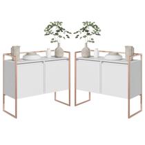 Conjunto Buffet Aparador Industrial 2 Portas Branco Cobre