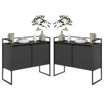 Conjunto Buffet Aparador Industrial 2 Portas Preto Conjunto Buffet Aparador Industrial 2 Portas Preto