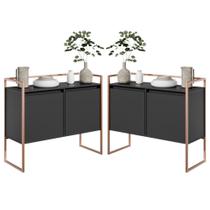 Conjunto Buffet Aparador Industrial 2 Portas Preto Cobre Conjunto Buffet Aparador Industrial 2 Portas Preto Cobre