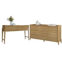 Conjunto Buffet Aparador Para Sala 3 Gavetas Lens Hannover + Aparador Para Sala 2 Gavetas Lens Hannover