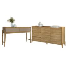 Conjunto Buffet Aparador Para Sala 3 Gavetas Lens Hannover + Aparador Para Sala 2 Gavetas Lens Hannover Fendi