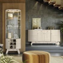 Conjunto Buffet com Cristaleira Pitt/Deker Iluminação Led Gavetas MDP Calacata/OffWhite G97 - Gran Belo Conjunto Buffet com Cristaleira Pitt/Deker Iluminação Led Gavetas MDP Calacata/OffWhite G97 - Gran Belo