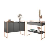 Conjunto Buffet e Aparador Industrial Preto Cobre Conjunto Buffet e Aparador Industrial Preto Cobre