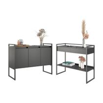 Conjunto Buffet e Aparador Industrial Preto Onix Conjunto Buffet e Aparador Industrial Preto Onix