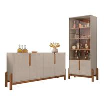 Conjunto Buffet e Cristaleira Jayce Off White Cedro Conjunto Buffet e Cristaleira Jayce Off White Cedro