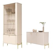 Conjunto Buffet e Cristaleira Rouxinol Off White Dourado Conjunto Buffet e Cristaleira Rouxinol Off White Dourado