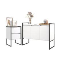 Conjunto Buffet e Gaveteiro Industrial Paris Branco Conjunto Buffet e Gaveteiro Industrial Paris Branco