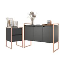 Conjunto Buffet e Gaveteiro Industrial Paris Preto Cobre Conjunto Buffet e Gaveteiro Industrial Paris Preto Cobre