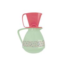 Conjunto Bule Amare Decorado Hortelã e Pêssego Mor 782