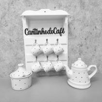 Conjunto bule cantinho do café provençal com açucareiro porcelana poá black Conjunto bule cantinho do café provençal com açucareiro porcelana poá black