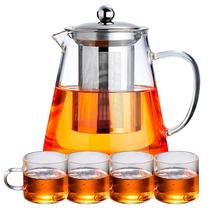 Conjunto Bule Chaleira Infusora de Vidro 950ML com 4 Xícaras Glass Tea Pot