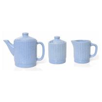Conjunto Bule, Leiteira e Açucareiro Meg Azul