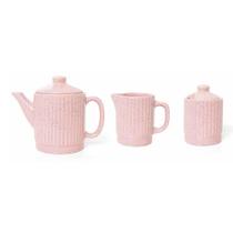 Conjunto Bule, Leiteira e Açucareiro Meg Rosa