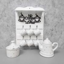 Conjunto bule no coffee no workee provençal com açucareiro poá color