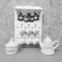 Conjunto bule no coffee no workee provençal com açucareiro words