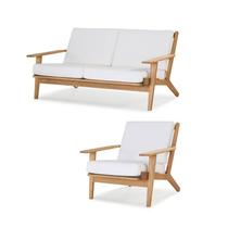 Conjunto Buriti Stain Jatoba Sofa + Poltrona Estofado Branco - 60506 Conjunto Buriti Stain Jatoba Sofa + Poltrona Estofado Branco - 60506