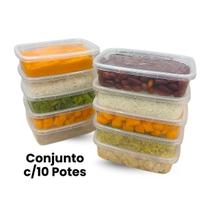 Conjunto c/10 Potes Retangular p/Marmita Versátil BPA Free 800ml