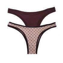 Conjunto c/2 calcinhas b+ k2033c - estampa laço / lisa dark pink - gg