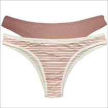 Conjunto c/2 calcinhas b+ k2033c - estampa listras / lisa beringela - p