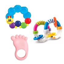 Conjunto C/ 2 Mordedores E 1 Chocalho P/ Bebês - Zoop Toys