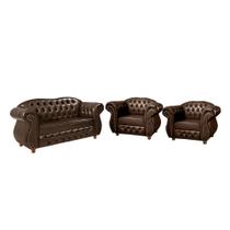 Conjunto c/ 2 Namoradeiras Chesterfield Merlo 2 Lugares - Corano Marrom / Decoração, recepção, sala tv estar Conjunto c/ 2 Namoradeiras Chesterfield Merlo 2 Lugares - Corano Marrom / Decoração, recepção, sala tv estar