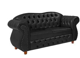 Conjunto c/ 2 Namoradeiras Chesterfield Merlo 2 Lugares - Corano Preto / Decoração, recepção, sala tv estar