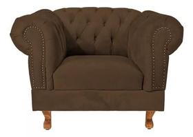 Conjunto c/ 2 Poltronas Chesterfield Duque Marrom Luxo - Suede / decoração, recepção, barbearia, sala tv estar