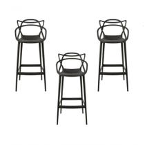 Conjunto C-3 Banqueta Allegra Alta Master Preta Cozinha Americana Balcão Polipropileno