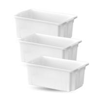Conjunto c/3 Caixas Reforçada Organizadora Empilhável 50 l - Branca