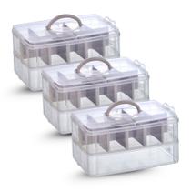Conjunto c/3 maletas organizadora 2 bandej -1 c/10 div + 1 sem divisoria Conjunto c/3 maletas organizadora 2 bandej -1 c/10 div + 1 sem divisoria