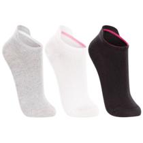Conjunto C/ 3 Pares Meias Femininas Cano Curto Soquete Anatômica Algodão P/ Caminhada Fitness Academia Confortável