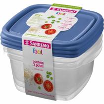 Conjunto C/ 3 Potes De Plástico Sanremo 800ml Conjunto C/ 3 Potes De Plástico Sanremo 800ml