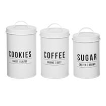 Conjunto C/3 Potes Manhattan De Aço Biscoito Café Açúcar Conjunto C/3 Potes Manhattan De Aço Biscoito Café Açúcar