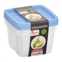 Conjunto c/ 3 Potes Quadrados Graduados 280 ml