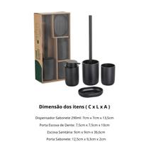 Conjunto c 4 Peças Banheiro Plástico Moderno Lixeira Dispenser Saboneteira Preto Mood Conjunto c 4 Peças Banheiro Plástico Moderno Lixeira Dispenser Saboneteira Preto Mood