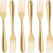 Conjunto c/ 6 garfos p/ mesa aço inox dourado lyor gastro 19cm