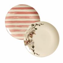 Conjunto C/6 Pratos Raso Fleur Porto Brasil- 1Linha